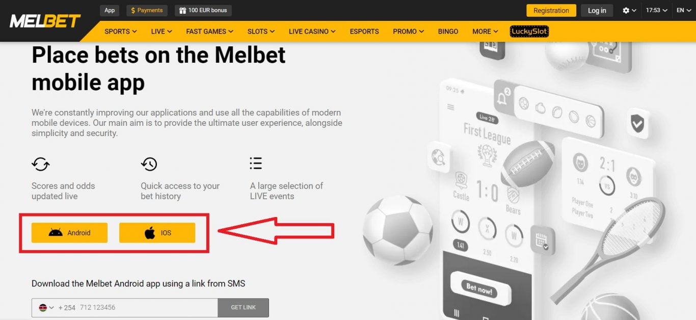 Melbet app on PC devices